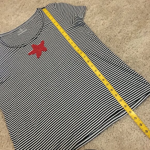 Talbots Pima Cotton Nautical Striped Beaded Starfish Tee - Picture 14 of 15